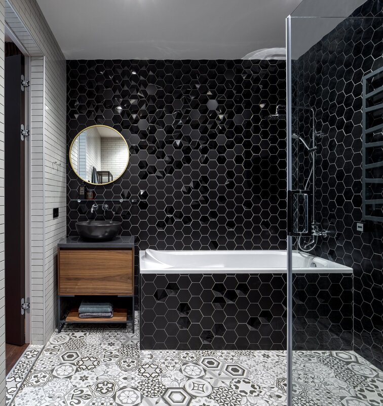 White and black bathtub