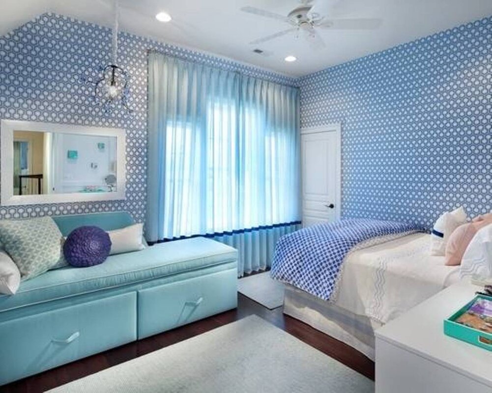 White and blue room