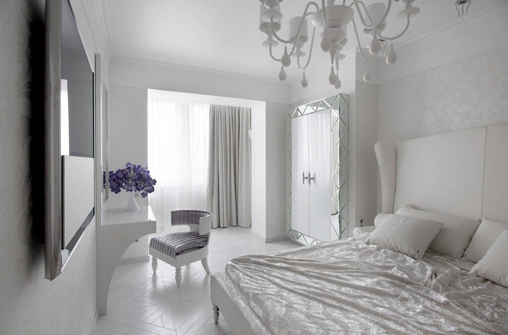 White and gray bedroom