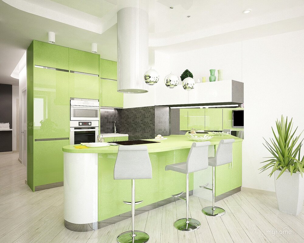 White and green kitchen