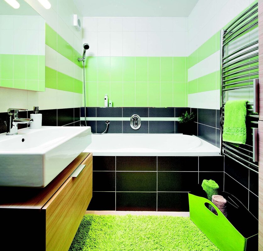 White and green bathroom