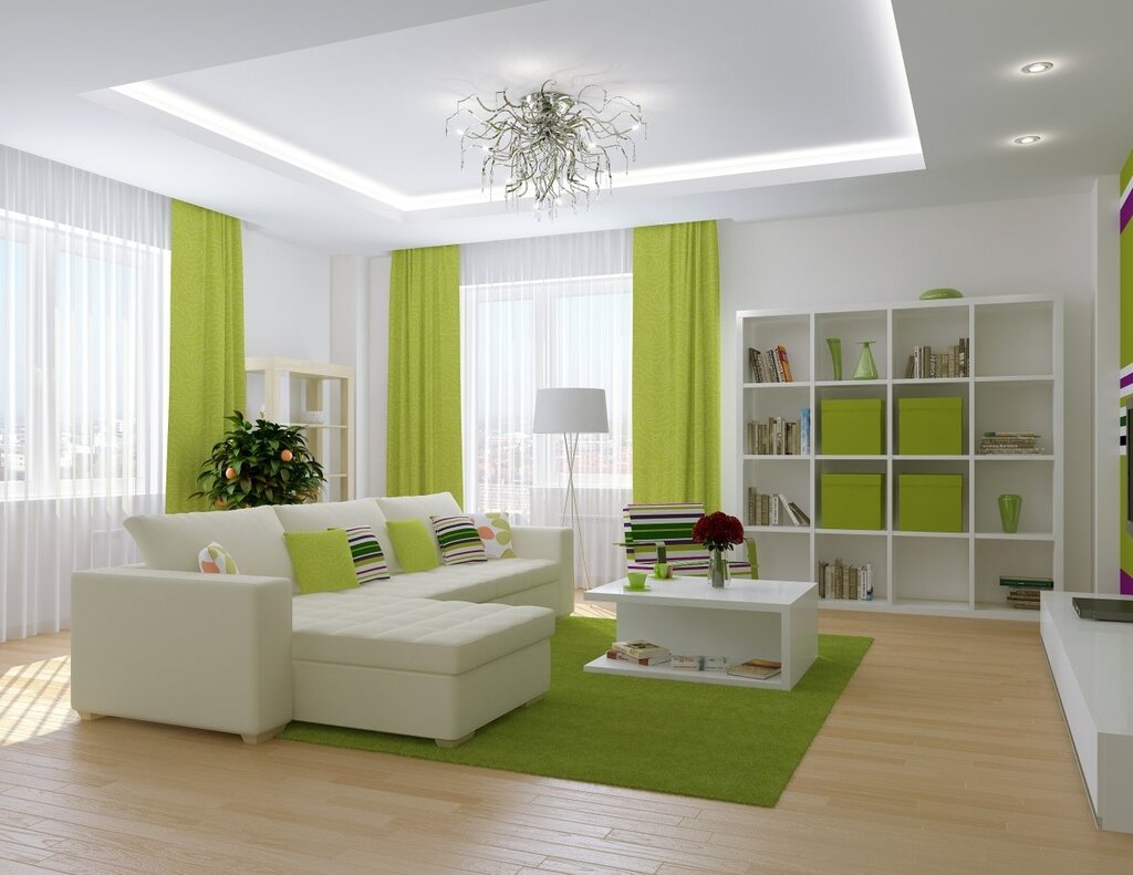 White-green interior