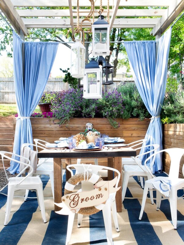 A gazebo in a nautical style