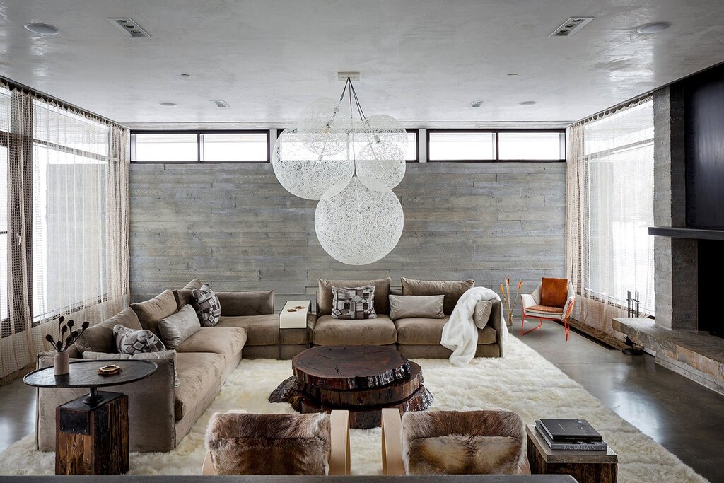 Concrete and wood in the living room