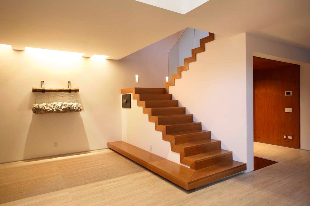 Concrete staircase with landing