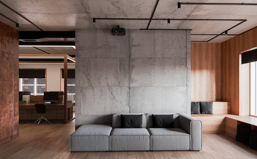 Concrete walls in the apartment