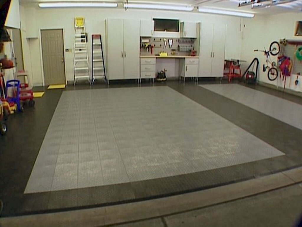 Concrete floor in the garage