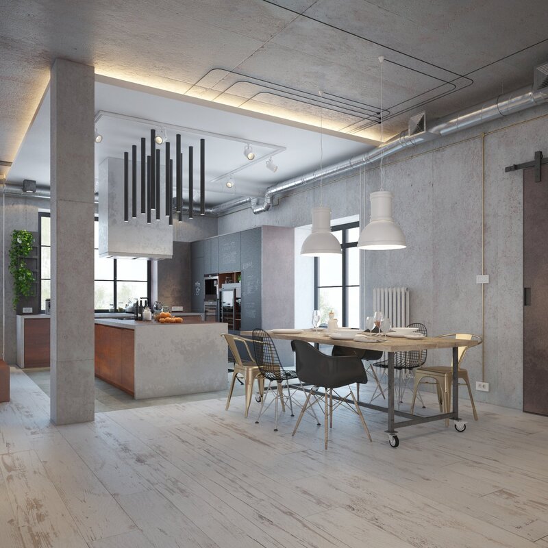 Concrete loft ceiling