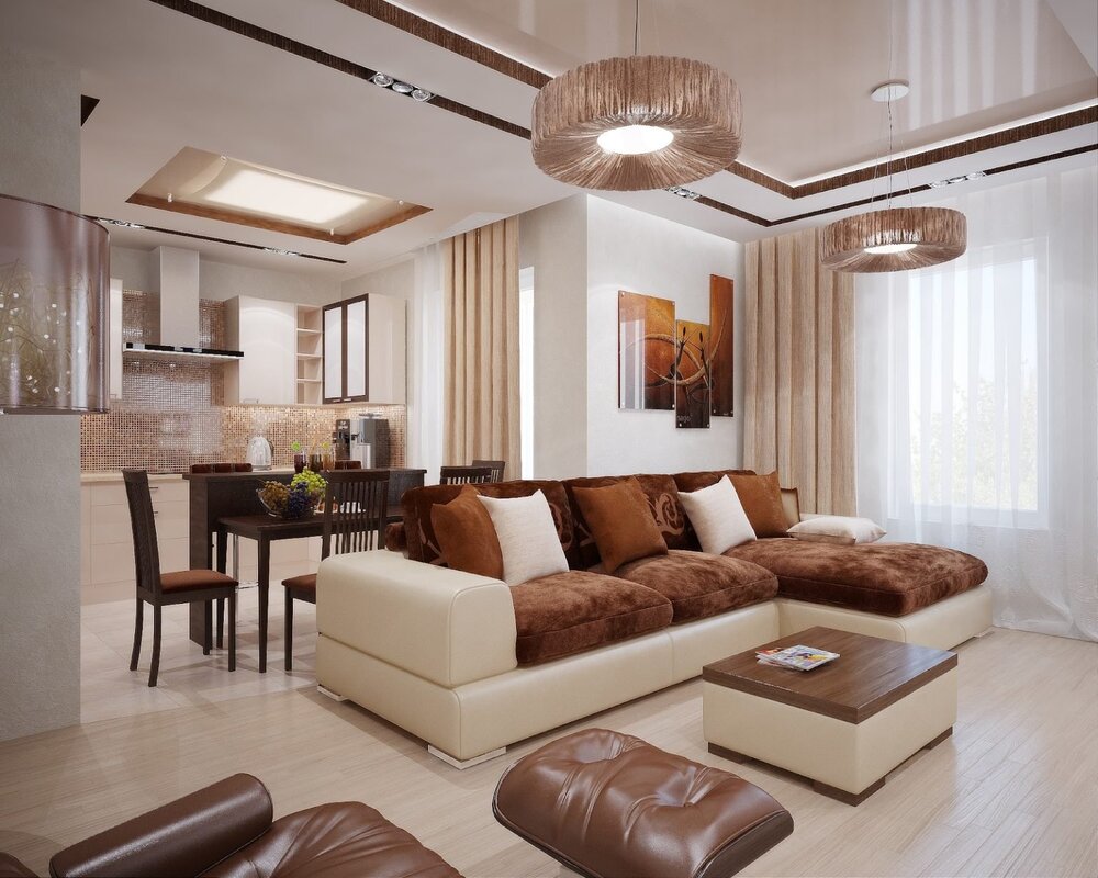 Beige living room interior