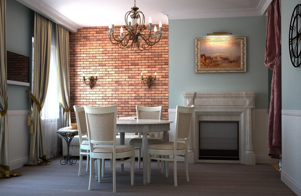 Beige brick in the interior