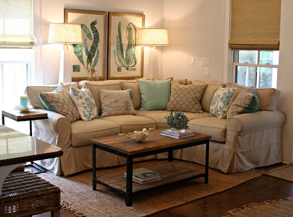 Beige color in the living room interior