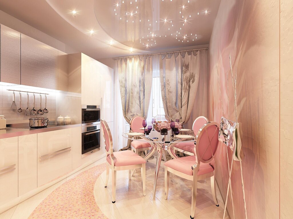 Beige pink kitchen