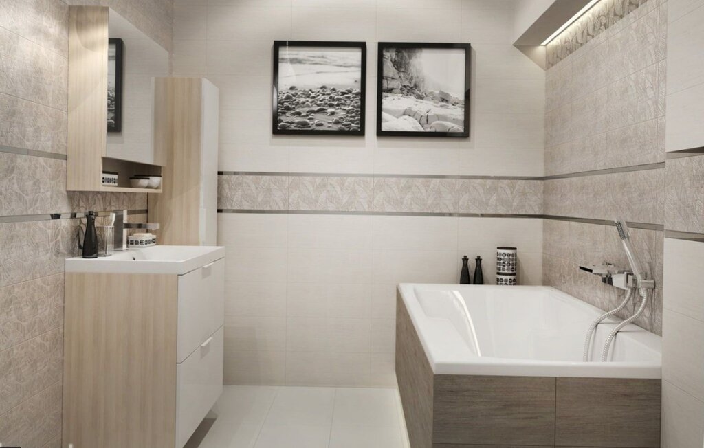 Beige gray bathroom