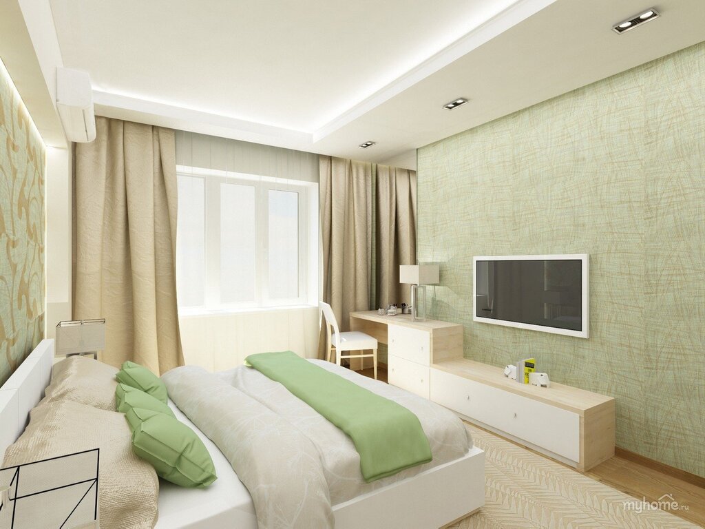 Beige-green bedroom