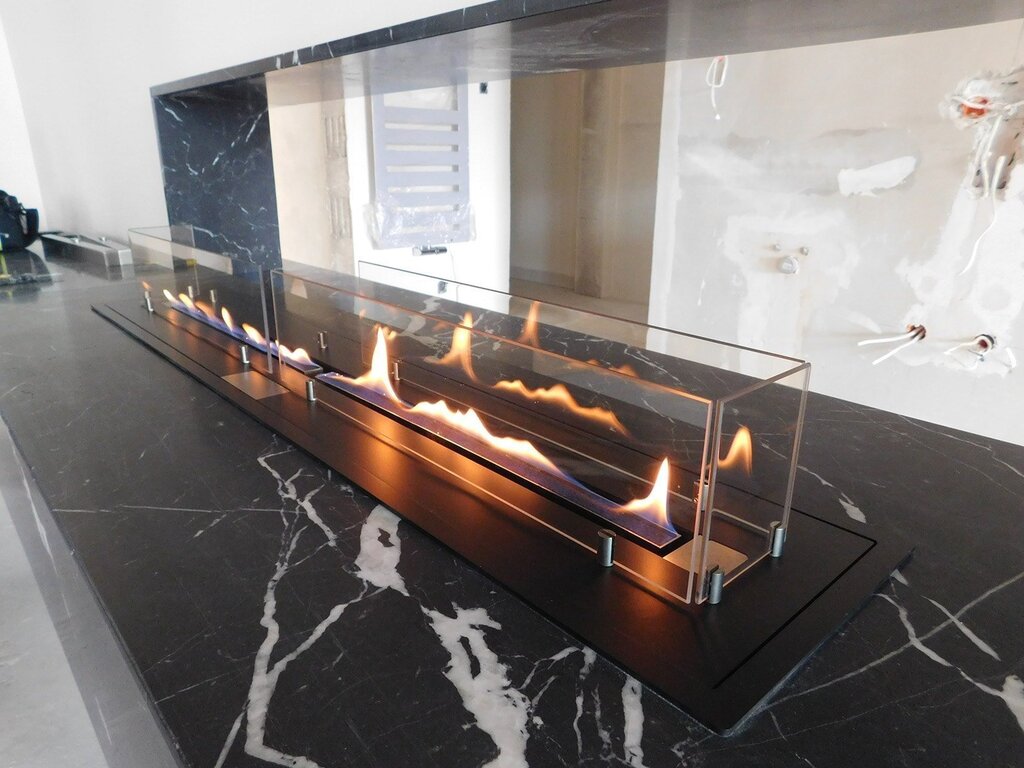 A bio-fireplace built into furniture 40 фото