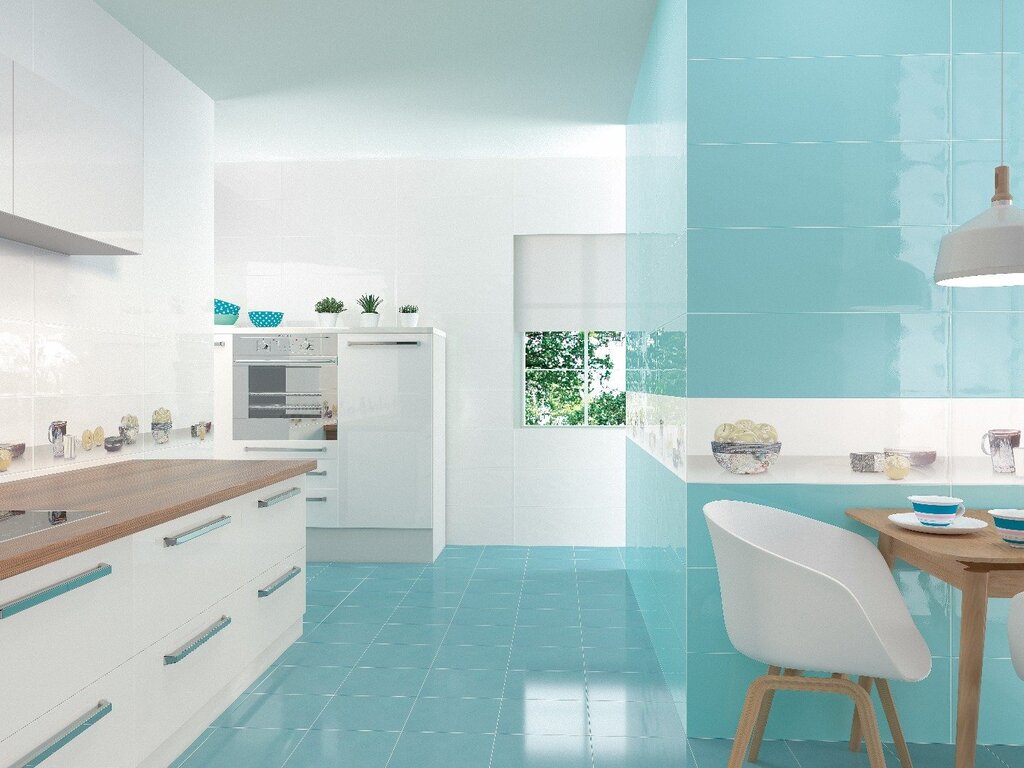 Turquoise tiles for the kitchen backsplash