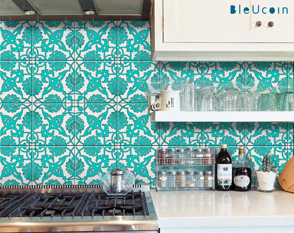 Turquoise tile for the backsplash 15 фото