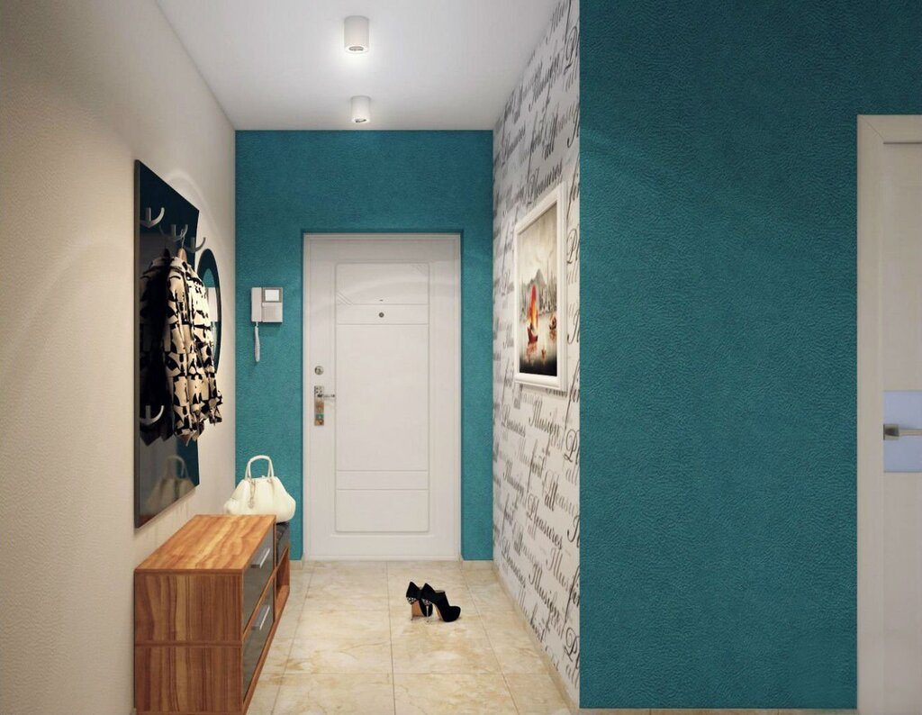 Turquoise walls in the corridor