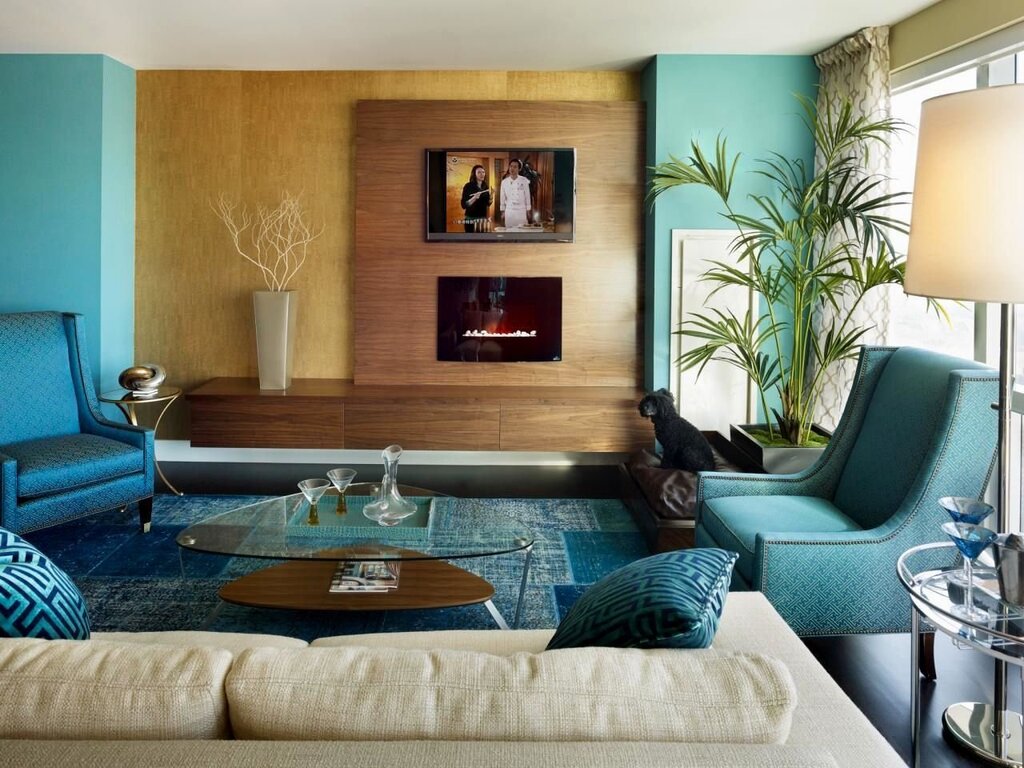 Turquoise and brown in the interior