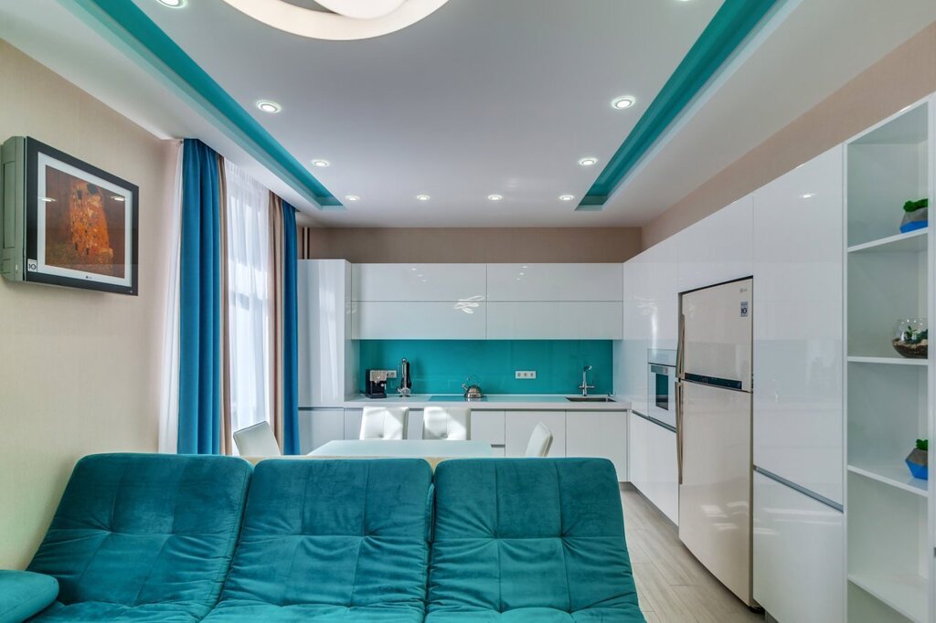 Turquoise stretch ceiling