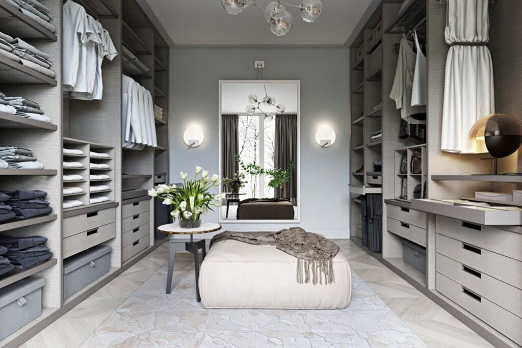 A large bedroom with a walk-in closet