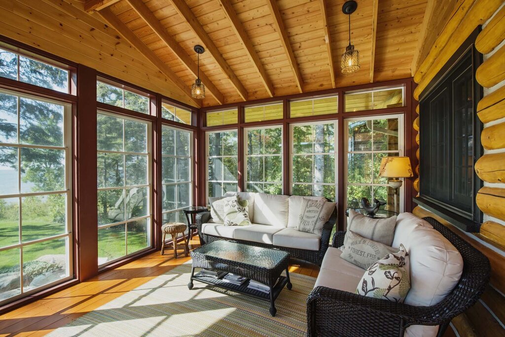 Large windows on the veranda