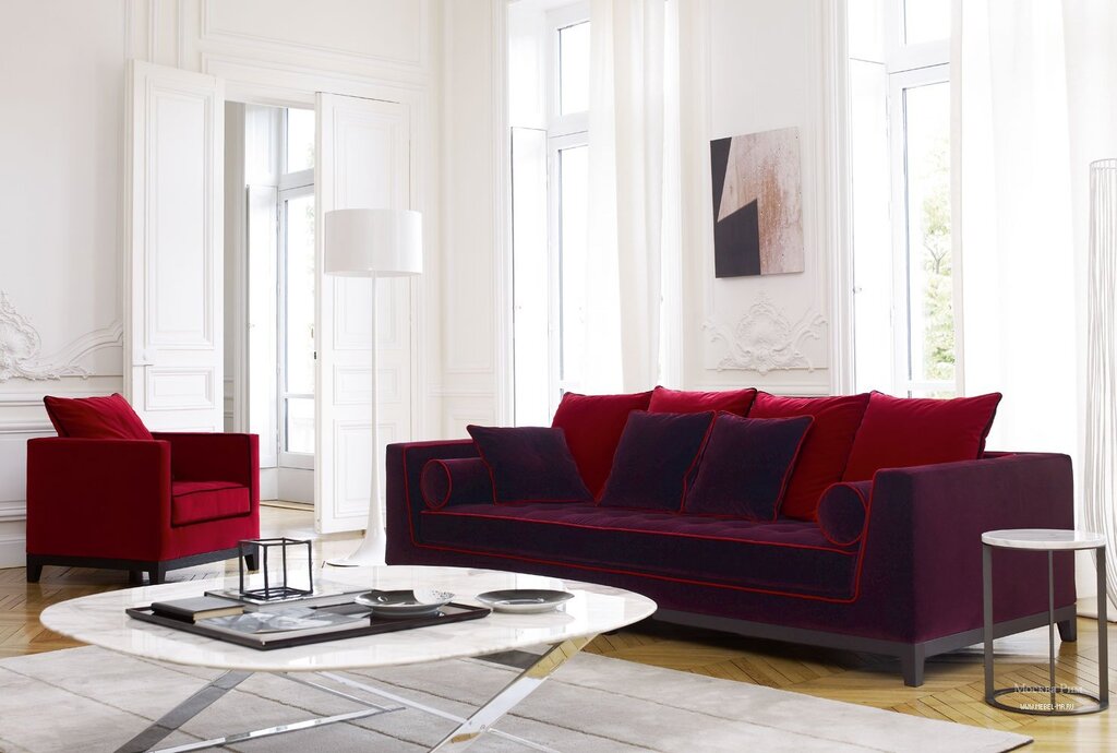 Burgundy corner sofa