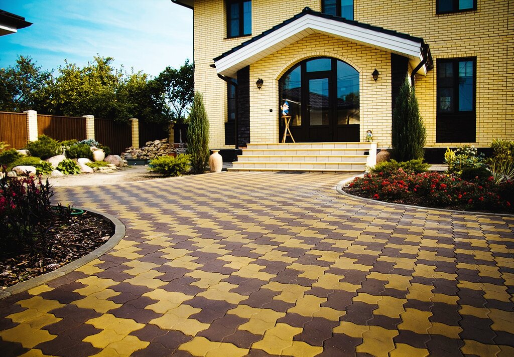 Paving stones in the yard of a private house