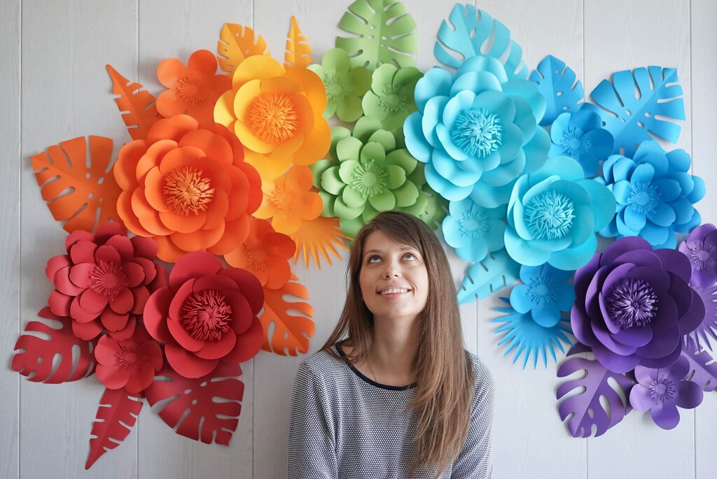 Paper flowers on the wall