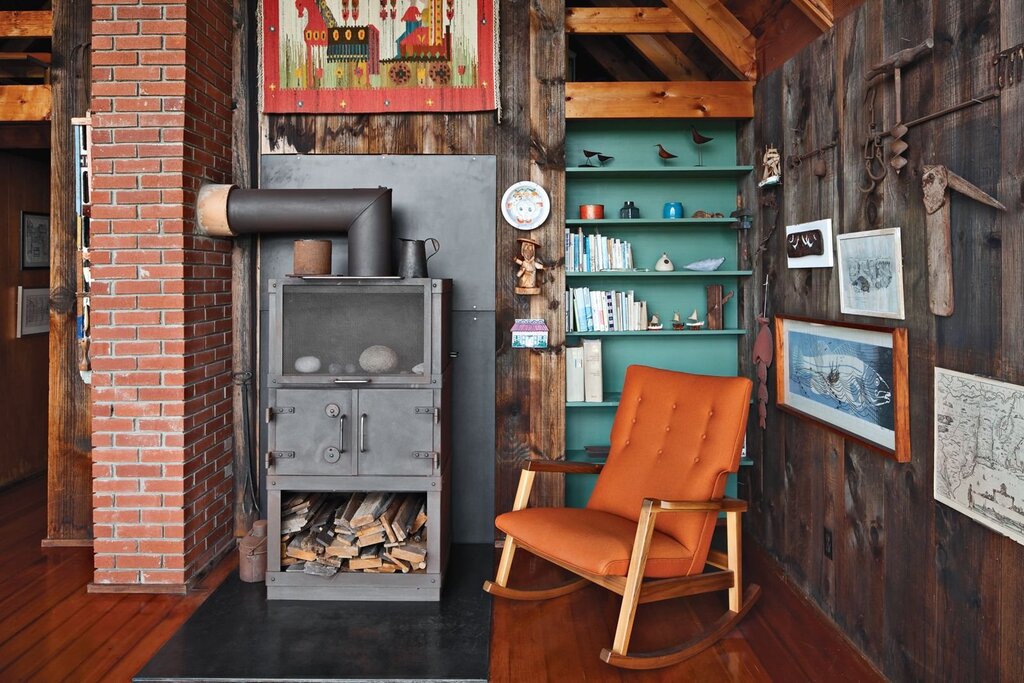 A wood-burning stove in the room