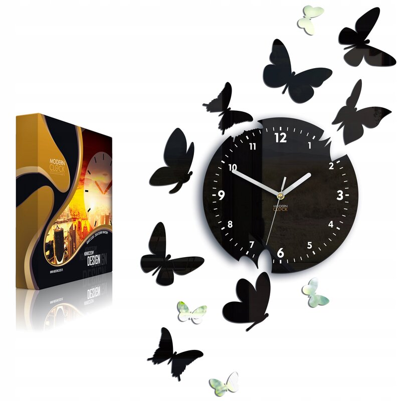 Wall clock with butterflies