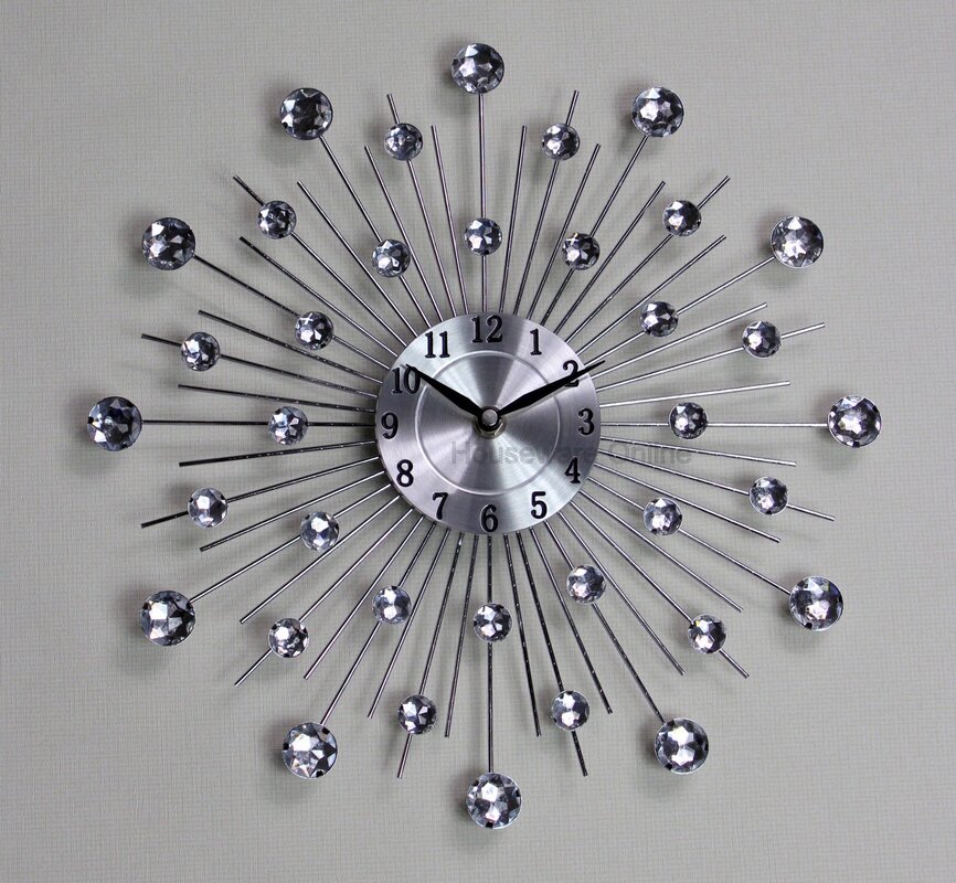 Wall clock with rhinestones