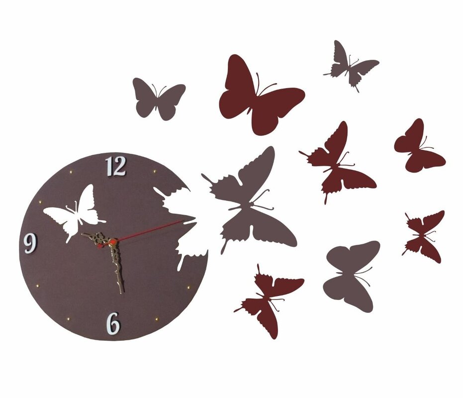 Wall clock with butterflies