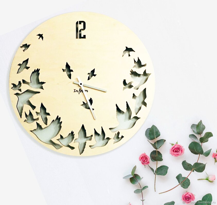 Wall clock with birds