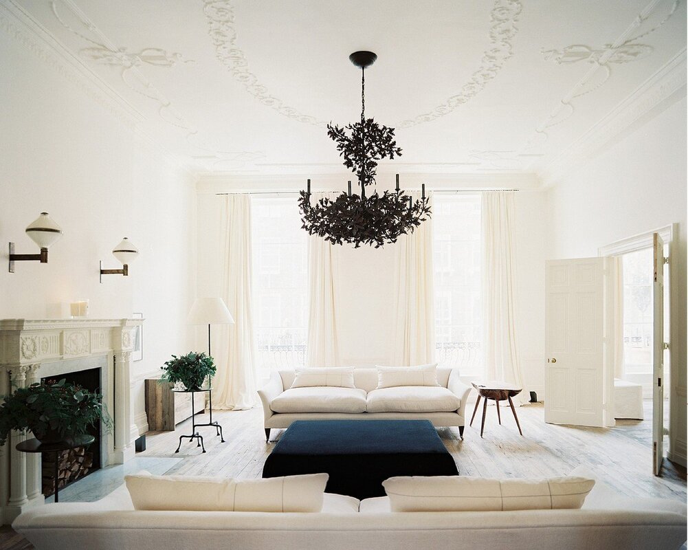 A black chandelier in the interior