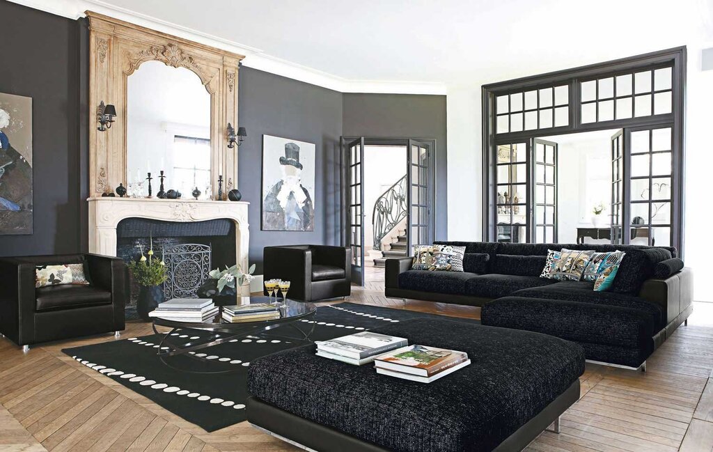 Black furniture in the interior