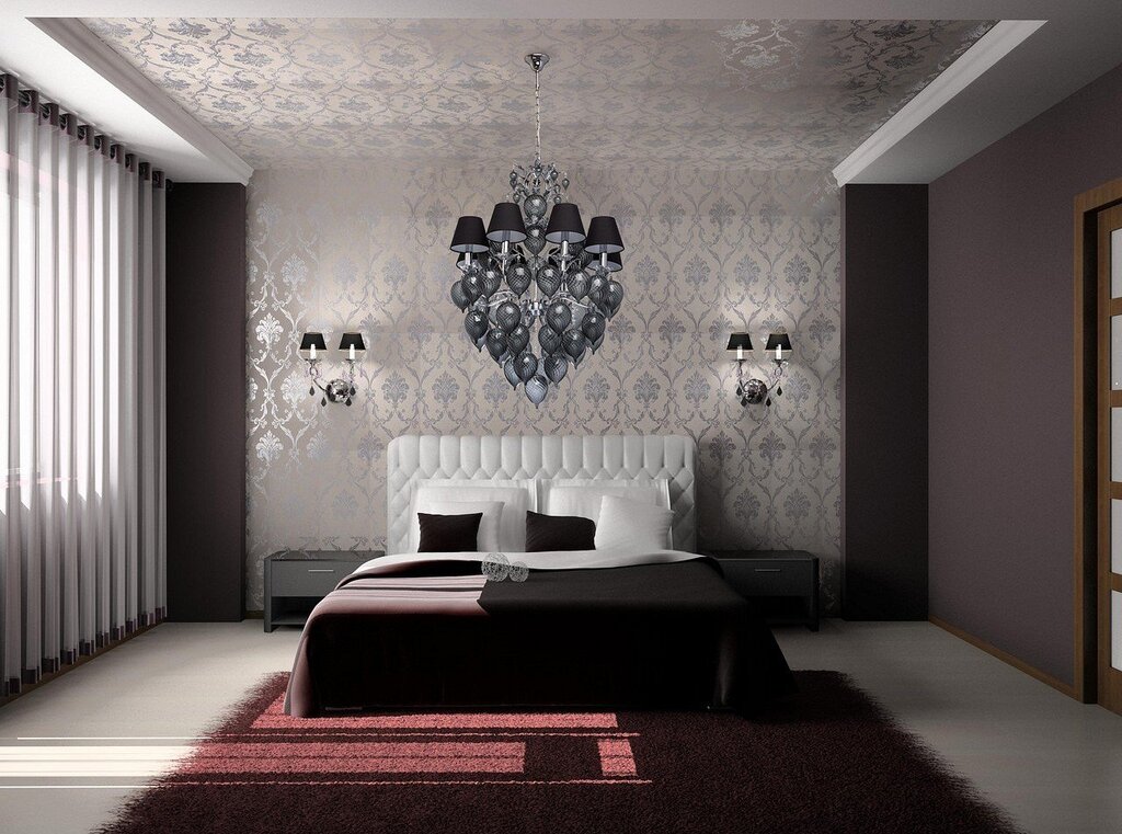 Black wallpaper in the bedroom