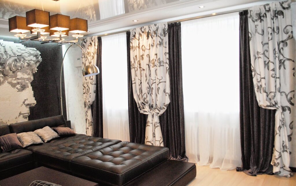 Black curtains in the interior