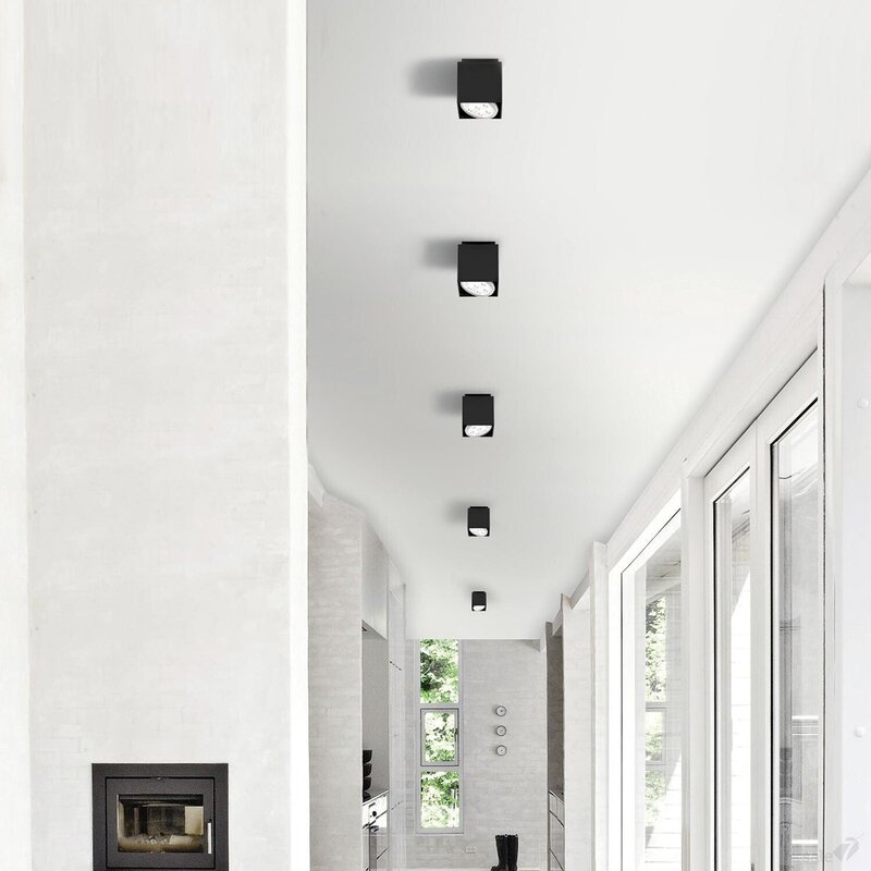 Black lamps on the white ceiling