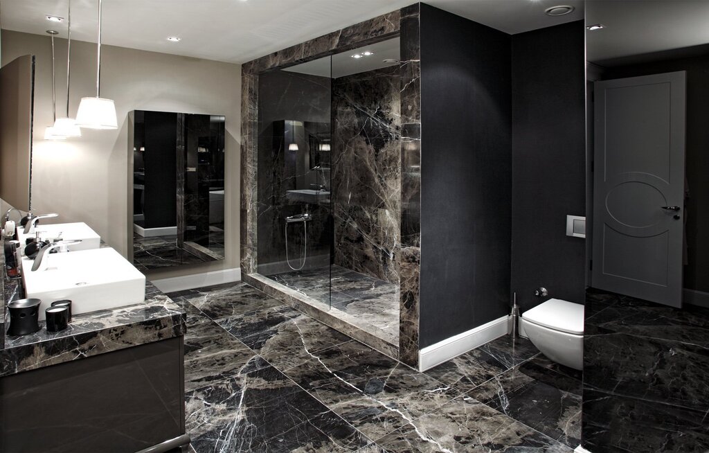 Black marble in the interior