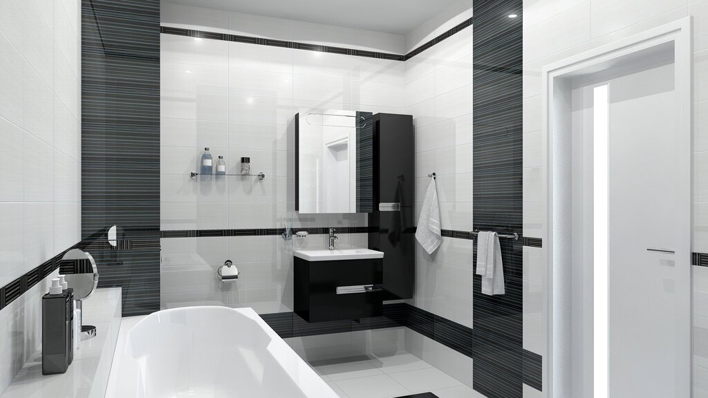 Black and white small bathroom