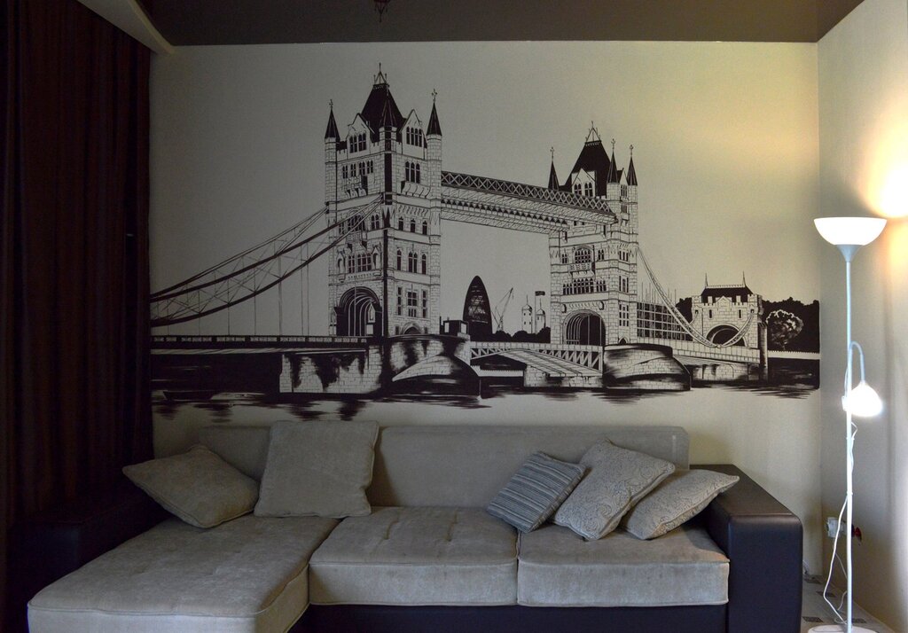 Black and white wall painting in the interior