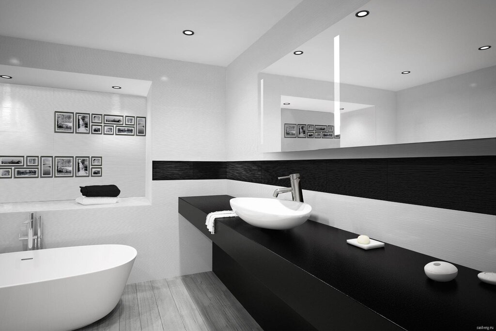 Black and white bathroom in a Khrushchyovka