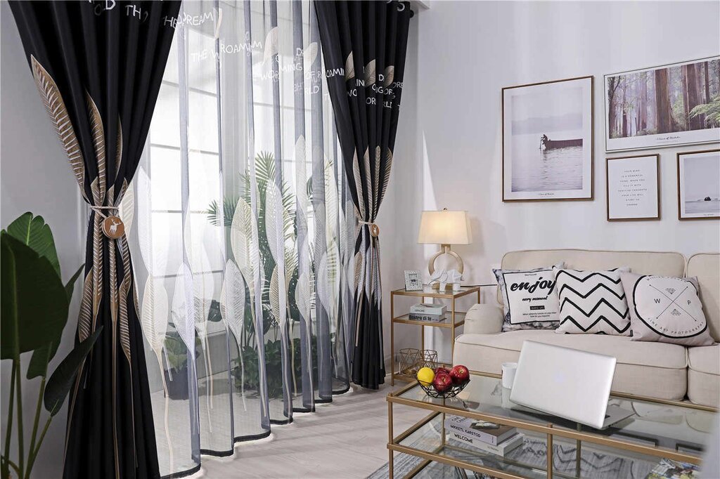 Black and white curtains