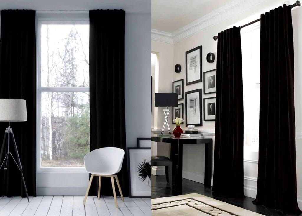 Black and white curtains for the living room