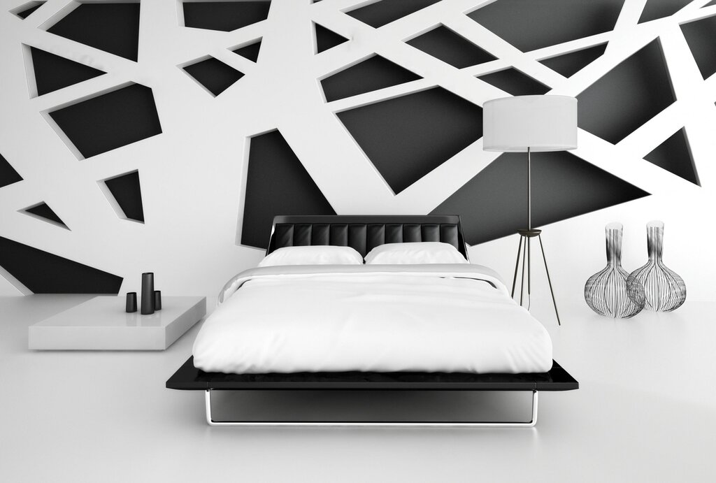 Black and white walls in the interior