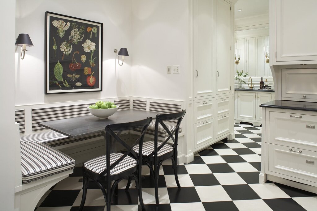 Black and white floor in the interior