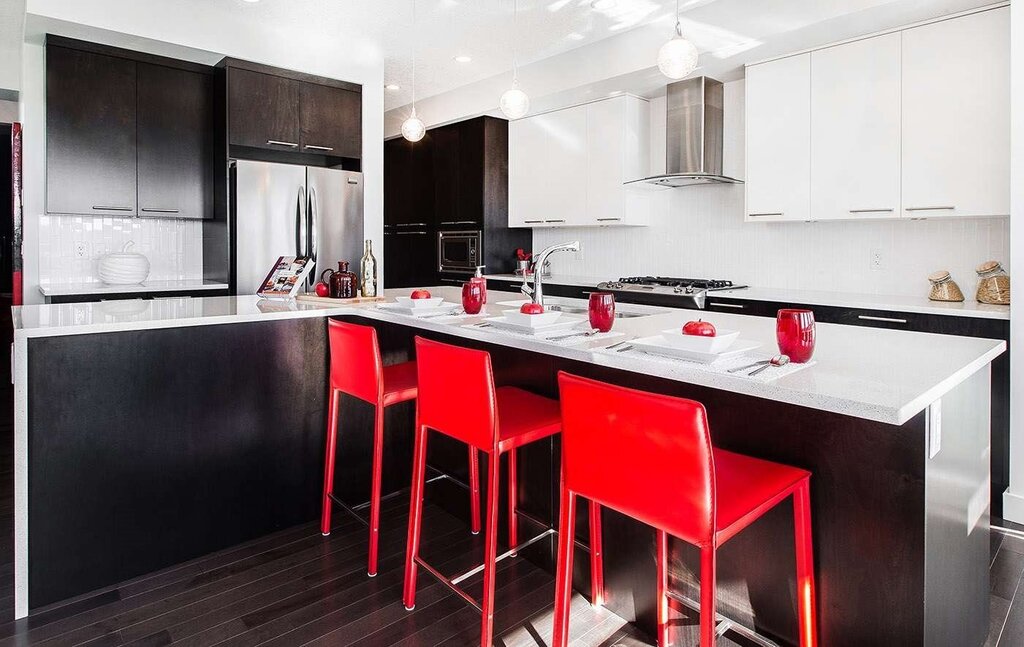 Black and red kitchen