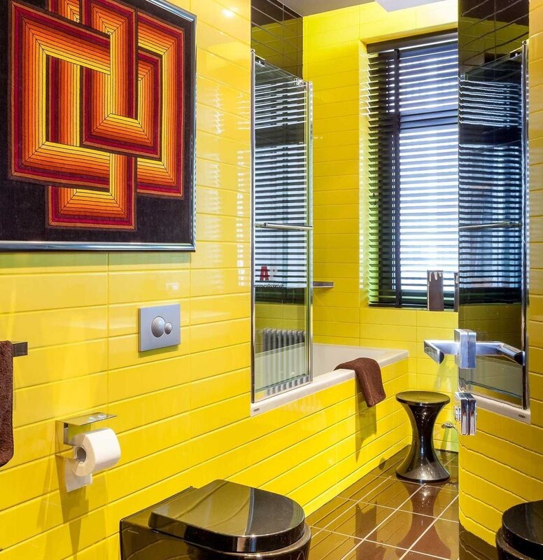 Black and yellow bathroom