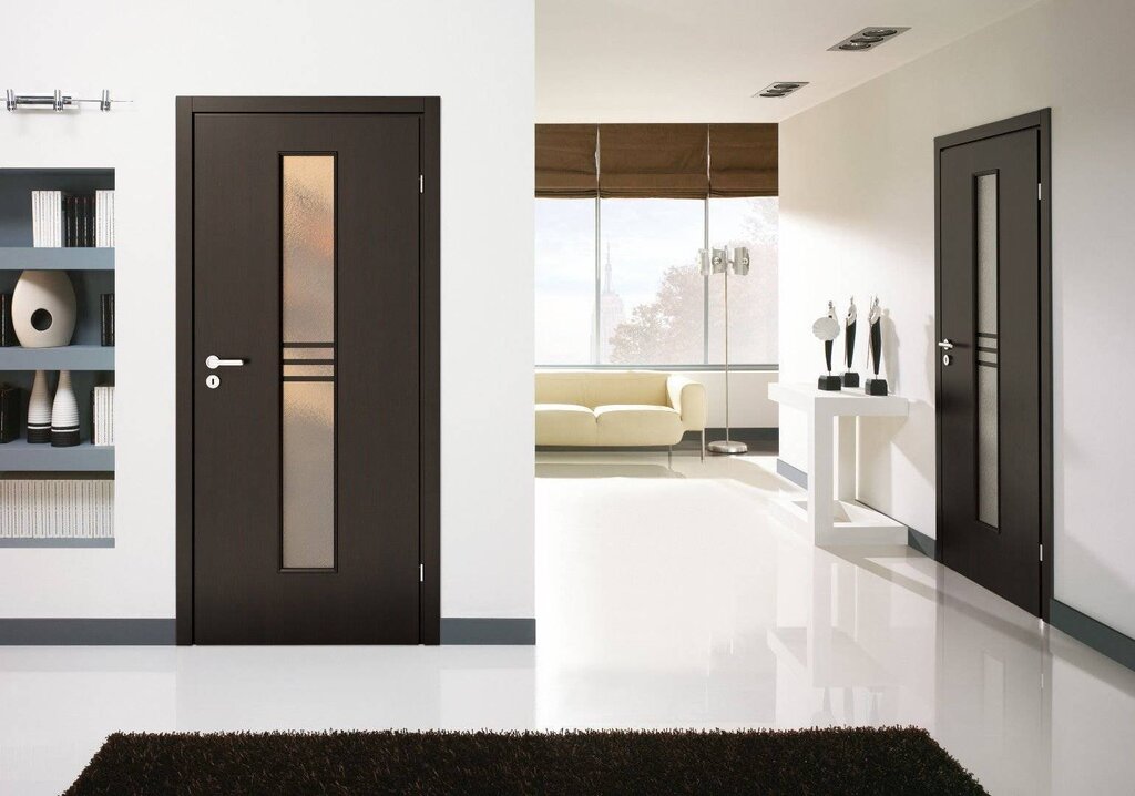 Black doors in the interior of the apartment